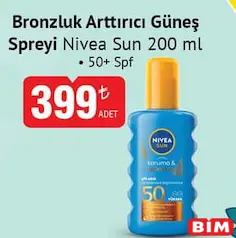 NİVEA SUN BRONZLUK ARTTIRICI GÜNEŞ SPREYİ 200 ML 50+ SPF indirimli fiyat NİVEA SUN BRONZLUK ARTTIRICI GÜNEŞ SPREYİ 200 ML 50+ SPF fiyat ve kampanya bilgisi